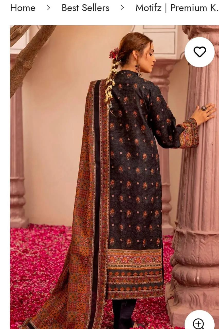 Motifz 3 pc digital printed khaddar - Image 4